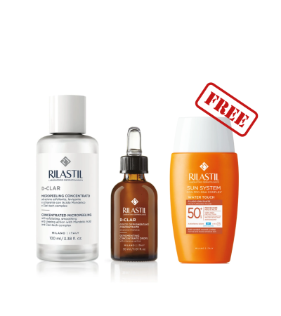 Rilastil D-Clar Depigmenting Drops 30 ml + Rilastil D-Clar Concentrated Micropeeling + Free Rilastil Sun System Water Touch